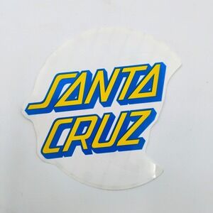 Santa Cruz Skateboards Blue Yellow VTG Sticker Block Logo 1990's Crescent Moon